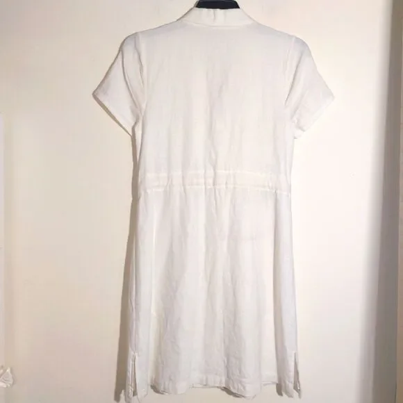 ModCloth Women's Linen Blend Enthralled Again Ivory Shirt Dress Size M EUC - Picture 6 of 11